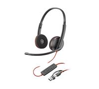 POLY Blackwire 3220 Stereo USB-C Headset +USB-C/A Adapter CUFFIE, Nero