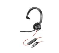 Poly Blackwire 3310 USB-C MS + USB-C/A Cuffie comode ed ergonomiche con cavo USB-C e adattatore USB-A per PC/MAC, ideali per l'assistenza ai clienti -