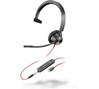 Poly Blackwire 3315 - Cuffie Blackwire 3300 Series - On-Ear - cablate - cancellazione attiva del rumore - connettore da 3,5 mm, USB-C - nero