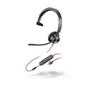 POLY Blackwire 3315 CUFFIE, Nero, Rosso