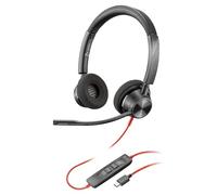 Poly Blackwire 3320, Cuffia Cablata con Connessione USB-A/C, Cuscinetti in Similpelle, Riduzione del Rumore e dell'Eco, Comandi sul Cavo, Adatta per Teams, Compatibile con Windows 10 e macOS,Nero