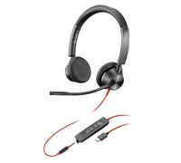 Poly Blackwire 3325, Cuffia Cablata con Connessione USB-A, USB-C, AUX 3,5 mm, Cuscinetti in Similpelle, Riduzione del Rumore e dell'Eco, Comandi sul Cavo, Compatibile con Windows 10 e macOS, Nero
