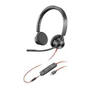 Poly Blackwire 3325, Cuffia Cablata con Connessione USB-A, USB-C, AUX 3,5 mm, Cuscinetti in Similpelle, Riduzione del Rumore e dell'Eco, Comandi sul Cavo, Compatibile con Windows 10 e macOS, Nero