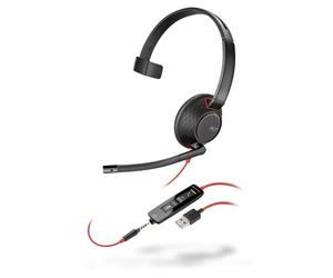 POLY Blackwire 5210 Auricolare Cablato A Padiglione Musica e Chiamate USB tipo A Nero, Rosso
