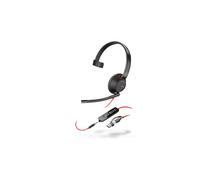 Poly Blackwire 5210 Cuffie mono con cavo, dotate di USB-C, jack da 3,5 mm e adattatore da USB-C a USB-A