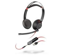 POLY Blackwire 5220 Auricolare Cablato A Padiglione Musica e Chiamate USB tipo A Nero, Rosso (Blackwire 5220 Binaural - Headset