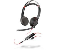 Poly Auricolare Cablato a Padiglione Blackwire 5220 – USB tipo-C, Musica e Chiamate, Nero/Rosso