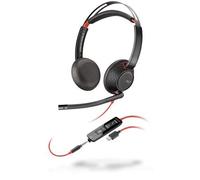 Poly Auricolare Cablato a Padiglione Blackwire 5220 – USB tipo-C, Musica e Chiamate, Nero/Rosso