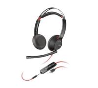 Poly Blackwire 5220 - Caque Filaire (Stéréo, USB-A + Jack 3,5mm, Télécommande) Black