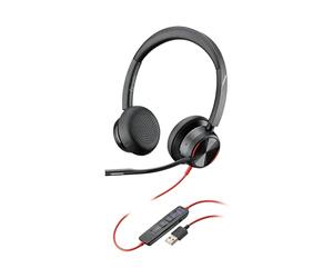Poly Blackwire 8225-M - Cuffie stereo con connettore USB-A, Active Noise Cancelling e Braccio microfono flessibile, Microsoft Teams, colore: Nero