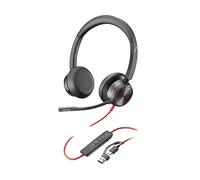POLY Blackwire 8225 Stereo Microsoft Teams Certified USB-C Headset +USB-C/A Adapter CUFFIE, Nero