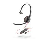 POLY Blackwire C3210 Auricolare Cablato A Padiglione Musica e Chiamate USB tipo-C Nero, Rosso NEW