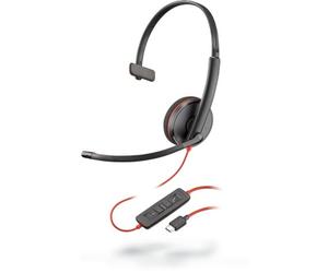 POLY Blackwire C3210 Auricolare Cablato A Padiglione Ufficio USB tipo-C Nero, Rosso