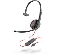 Poly Blackwire C3210 Auricolare Cablato A Padiglione Ufficio USB tipo-C Nero, Rosso NEW