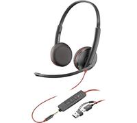 POLY Cuffie stereo Blackwire 3225 con connettore USB-C + spina da 3,5 mm + adattatore USB-C/A