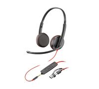 HP Poly Blackwire 3225 Stereo USB-C Headset +3.5mm Plug +USB-C/A Adapter (Bulk) Auricolare Cablato A Padiglione Ufficio USB tipo-C Nero