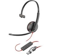 POLY Cuffie monoaurali Blackwire 3210 con connettore USB-C + adattatore USB-C/A (POLY BW 3210 MONO USB-C HS - +USB-C/A)