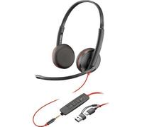 POLY Cuffie stereo Blackwire 3225 con connettore USB-C + spina da 3,5 mm + adattatore USB-C/A