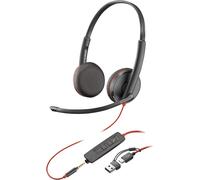Poly Cuffie stereo Blackwire 3225 con connettore USB-C + spina da 3,5 mm + adattatore USB-C/A NEW