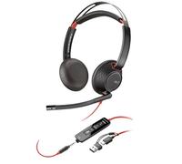 POLY Cuffie stereo Blackwire 5220 con connettore USB-C + spina da 3,5 mm + adattatore USB-C/A Poly
