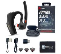 Poly Legend Voyager 50-UC - Auricolare Bluetooth con custodia di ricarica, 4 microfoni con cancellazione del rumore, PC, iOS, Mac, tablet, in ustodia di ricarica + cavo di ricarica + chiavetta USB
