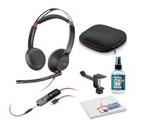 POLY Plantronics Blackwire 5220 - Cuffie stereo con adattatore da USB-C a | Per chiamate, riunioni e comunicazioni | USB-C | Include custodia + pulitore + panno in microfibra + cavo USB-C (8X231AA)