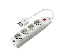 PRESA MULTIPLA BIANCA CON 4 PRESE BIVALENTI GRANDI 1,5 M CAVO CON INTERRUTTORE