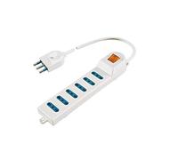 Poly Pool PP0405Q Presa Multipla con 6 Prese Bivalenti, 1.5 m Cavo e Interruttore, Bianco