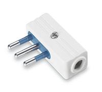 Poly Pool PP0410X Spina Mobile Salvaspazio 10A 2P + T Uscita Cavo a 90° con Fermacavo Bianco