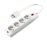 PRESA MULTIPLA BIANCA CON 4 PRESE BIVALENTI GRANDI 1,5 M CAVO CON INTERRUTTORE