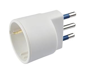 Poly Pool | PP0432S Adattatore Presa Schuko Spina Grande 250V- Adattatore Spina Tedesca-Italiana 10A/16A con Terra Laterale - Adattatore con Spina 16A 2P+T - Adattatore 100% Made in Italy Bianco