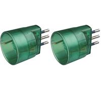 Poly Pool PP0433.8S PP0433.8 Adattatore con Spina Piccola e Presa Tedesca con Terra Laterale, Verde Trasparente, 1 PEZZO (Confezione da 2)