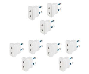 POLY POOL | PP0434.3 Adattatori con Spina 10A 2P e Presa 10A 2P Adattatore da Viaggio da Americano a Europeo 250V Kit da 3 Adattatori Colore Bianco (Confezione da 3)