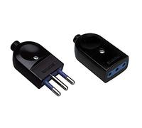 Poly Pool PP0442.1Q Spina e Presa 10A 2P + T Standard Italiano Piccolo Mobile, Nero