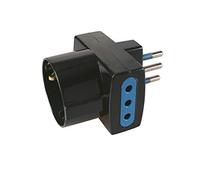 Poly Pool PP0467.1S Adattatore Triplo Spina Piccola, 2 Prese 10 A, 1 Presa Standard Tedesco, 1 Pezzo, Nero