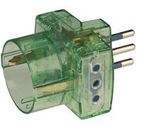 Poly Pool PP0467.8S Adattatore Triplo Spina Piccola e 2 Prese 10 A e 1 Presa Standard Tedesco, Trasparente Verde