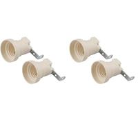 POLY POOL PP0480S Set 2 Pezzi Portalampada E27 con Squadretta per Plafoniere - Attacco a Vite Grande - Porta Lampada E27 con Morsetti a Vite, 1 foro - in Plastica Avorio 2 Pezzi (Confezione da 2)