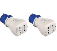 Poly Pool Pp0645X Adattatore Industriale Cee 3 Poli Spina Iec309 Grande 16A e 2 Prese Civili Standard Italiano Bivalenti Ip20 (Confezione da 2)