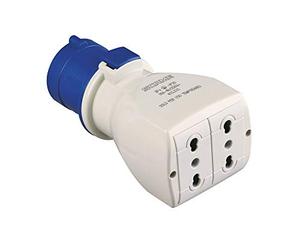 Poly Pool Pp0645X Adattatore Industriale Cee 3 Poli Spina Iec309 Grande 16A e 2 Prese Civili Standard Italiano Bivalenti Ip20