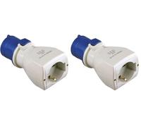 POLY POOL, PP0648X Adattatore CEE 3 Poli con Spina IEC309 Grande 16A e Presa Civile Schuko P40 Pluristandard Standard Italiano e Tedesco, Adattatore Presa Industriale con Made in Italy, 1 PEZZO