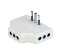 POLY POOL | PP2346X Adattatore Presa Tripla Salvaspazio Piccola Multipla Spaziozero, Una Spina 10A 2p+T, Tre Prese 10A 2p+T, Bianco, Ideale Per Spazi Stretti Distanza Presa-muro 20mm