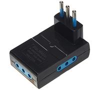 Poly Pool PP2347.1 Adattatore Salvaspazio Triplo Spina Piccola e 3 Prese 10 A Fuori Asse Nero