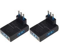 Poly Pool PP2347.1 Adattatore Salvaspazio Triplo Spina Piccola e 3 Prese 10 A Fuori Asse Nero (Confezione da 2)