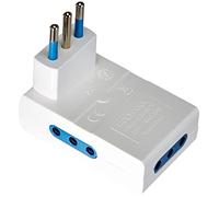 Poly Pool PP2347 Adattatore Salvaspazio Spina E 3 Prese Piccole 10 A Fuori Asse Bianco