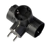 Poly Pool PP2350.1 Adattatore con 3 Prese Grandi Standard Tedesco e Spina Schuko 16 A, Nero