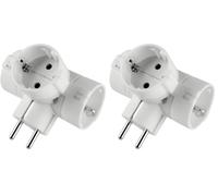 Poly Pool PP2350 Adattatore Con 3 Prese Grandi Standard Tedesco e Spina Schuko 16 A, Bianco (Confezione da 2)