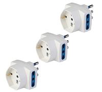 POLY POOL PP2364.3 Adattatore multistandard Schuko con spina italiana e connettore italiano 10A/16 A e kit tedesco da 16 A con 3 adattatori 250 V bianco