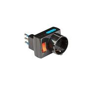 Poly Pool PP2380.1 Adattatore Salvaspazio Con 3 Prese Fuori Asse E Interruttore Luminoso 10 A Nero