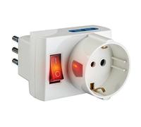 Poly Pool PP2380 Adattatore Salvaspazio Con 3 Prese Fuori Asse E Interruttore Luminoso 10 A Bianco