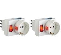 Poly Pool PP2380 Adattatore Salvaspazio Con 3 Prese Fuori Asse E Interruttore Luminoso 10 A Bianco (Confezione da 2)